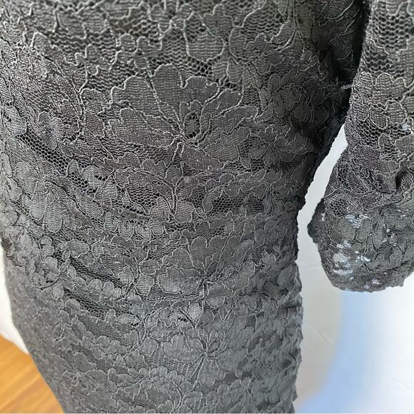 Express Women's Sheath Mini Dress Medium Square Neck Cinched Lace Puff Sleeve - Picture 4 of 12